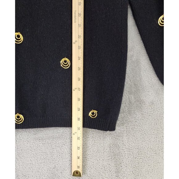 L'EAU VIVE Sweater Womens Large Black Gold Ring Wool Blend Long Sleeve Vintage - Picture 5 of 10